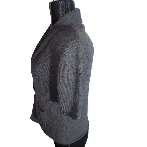 Simons Importation D'Italia Gray Knit Wool Blend Short Sleeve Cardigan L - Picture 4 of 7